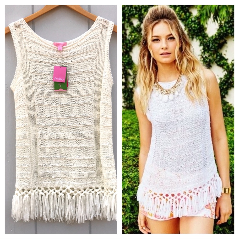 NWT Lilly Pulitzer Luca Fringe Knit Top